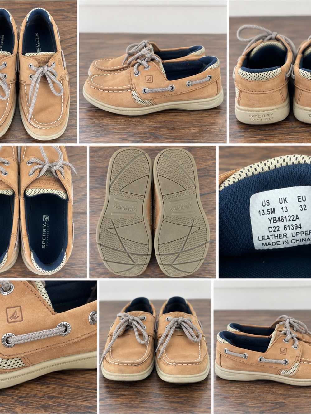 Sperry Kids Tan Suede Boat Shoes with Navy Interior